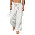 thumbnail image 2 of HOMADLES Men's Straight Leg Cargo Pants Relaxed Fit Quick Dry Work Pants Elastic Waist Lightweight Athletic Pants White Size L, 2 of 7