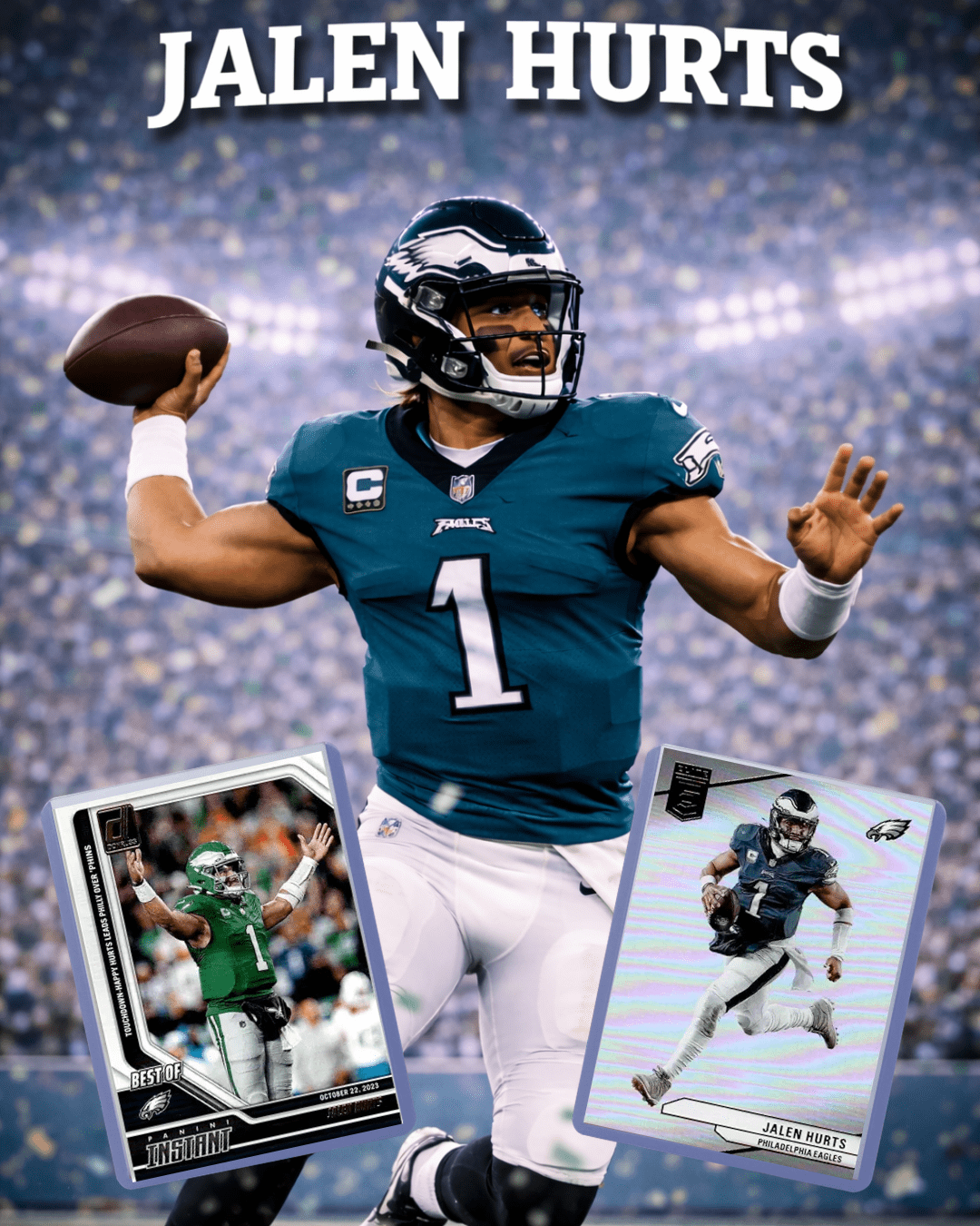 Jalen Hurts Cards (5) ASSORTED NFL Football Trading Cards - Perfect for any collector or gift