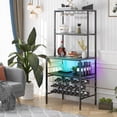 thumbnail image 6 of ZAFLY Wine Storage Rack Table with LED Light|Industrial Wine Bar Cabinet with Glasses Holders|Freestanding Floor Cabinet with Liquor Bottle Holder for Dining Room, Kitchen-Black, 6 of 9
