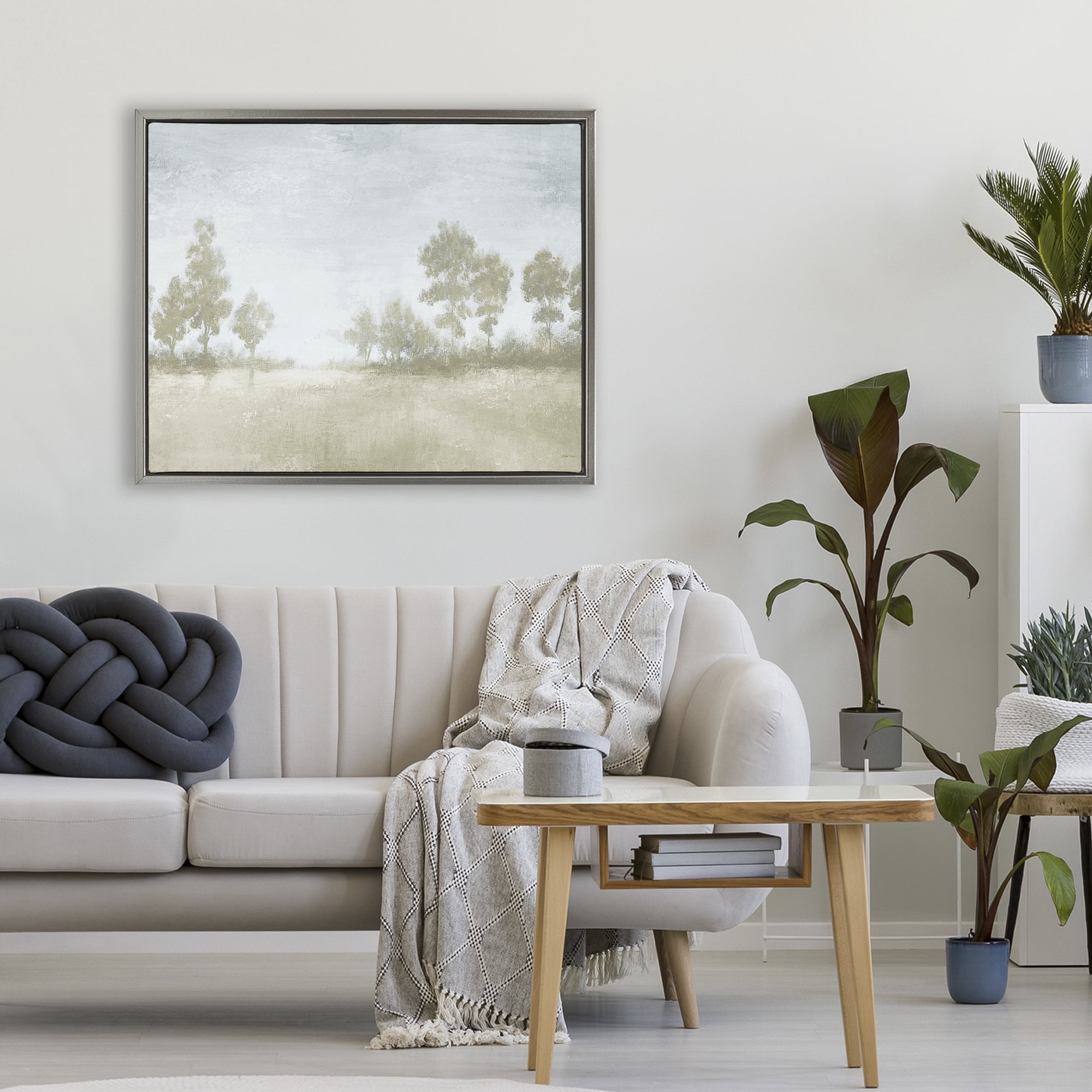 Stupell Industries Soft Distant Valley Landscape Gray Framed Floater Canvas Wall Art, design by Michael Marcon