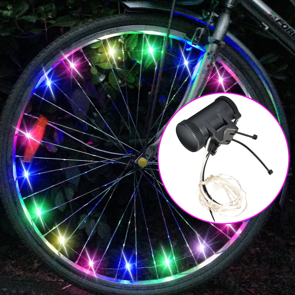 NEW 7 COLORS in 1 LED Bicycle Bike Wheel Lights String Fits any Spoke Rim Tires 