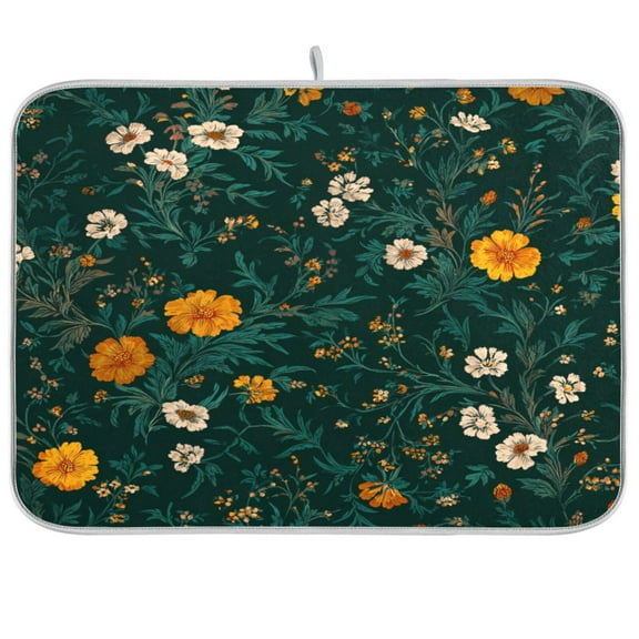Dish Drying Mat for Kitchen Counter | Reversible, Super Absorbent & Hanging | 16x18 / 18x24 Inch (S/M)，Cottagecore