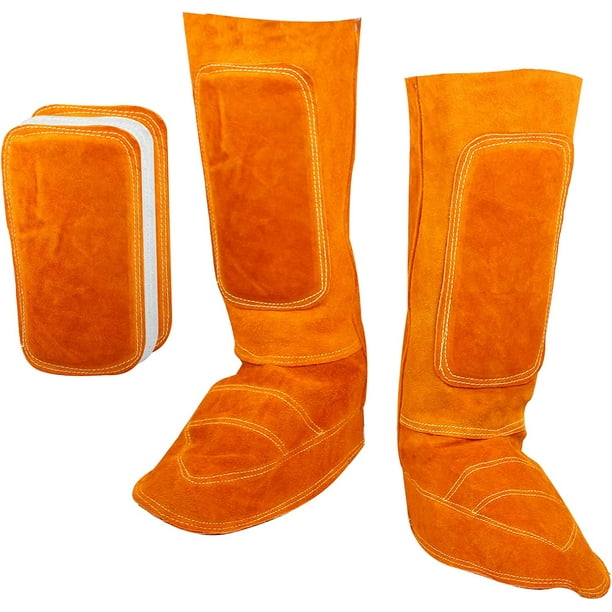 Welding Boot Covers Full Coverage Cowhide Leather Welding Spats Heat Spark Resistant Welding Shoe Covers Heavy Duty Leather Shoes Protectors For Blacksmith Walmart