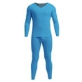 thumbnail image 3 of LUXUR Mens V Neck Top And Bottom Suits Ultra Soft Winter Long Johns Set Blue L, 3 of 3