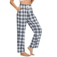thumbnail image 5 of Aboser Womens Plaid Pajama Pants with Pockets Soft Elastic Waisted Sleep Pants Casual Wide Leg Loungewear Trendy Bell Buttom Pjs Pants, 5 of 8