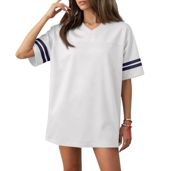 HAJWOH Jersey T Shirts for Women Plain Football Tops Athletic Shirts Practice Sports Uniforms Outfits White L