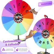 YTAKY Heavy Duty Prize Wheel, 24 Inch Prize Wheel Spinner with Stand,10 Color Slots,1Bracket,Dry Erase Kit - Wheel of Fortune Game for Carnival, Casino & Trade Show.