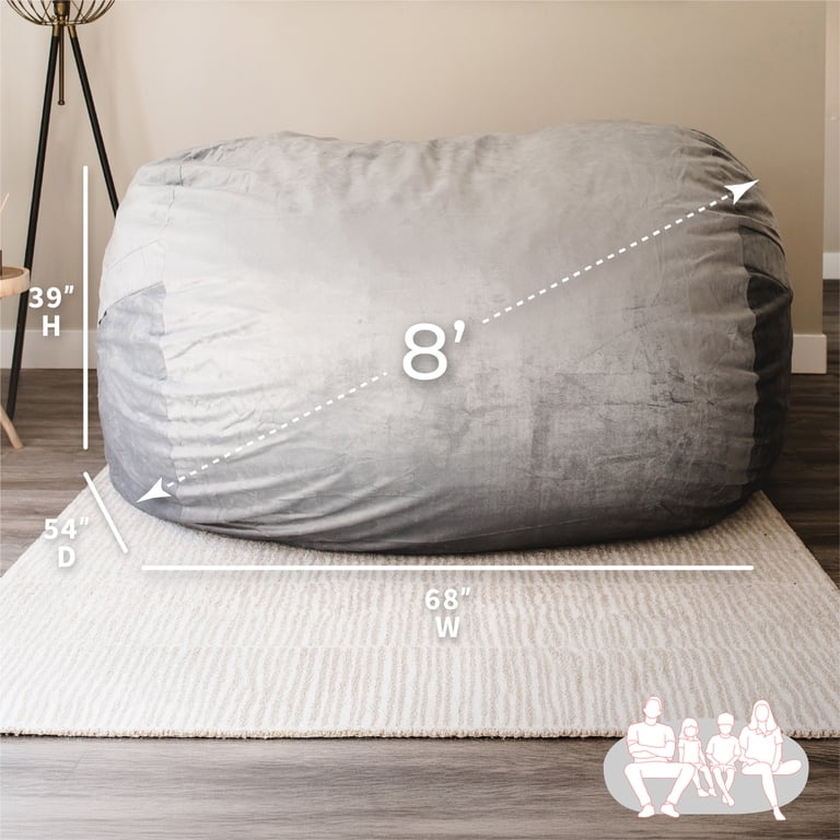 Big Joe Fuf 8Ft Giant Foam Bean Bag Chair, Oversized Couch with