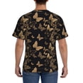 thumbnail image 3 of Bixox Men's Modern Golden Butterfly Printed Short Sleeve Skinny Athletic T-Shirt, 3 of 6