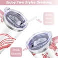 thumbnail image 5 of 40oz Cute Spiral Seashell Stainless Steel Flip Straw Tumbler Spill Proof Travel Cup Double Wall Vacuum Insulated Coffee Mug with Top Handle, 5 of 6