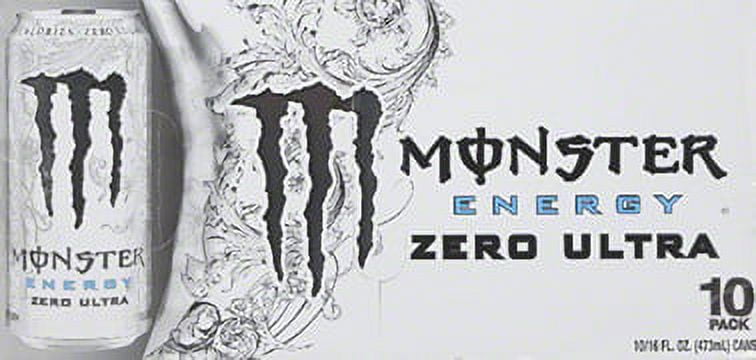 Monster Energy Zero Ultra, Sugar Free Energy Drink, 16 fl oz, 10 Pack