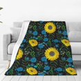 thumbnail image 1 of Fotbe Sunflowers And Blue Flower Manta de Franela Acolchonada con Estampado, Súper Suave y Esponjosa, Extra Grande para Sofá, Cama, Uso Todo el Año-50"x40", 1 of 7