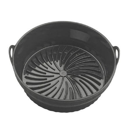 

CUH Silicone Pot Heat Resistant Basket Mat Air Fryer Kitchen Tool Liner Reusable Microwave Accessories Square Easy Cleaning Round Baking Round Black 20cm Diameter