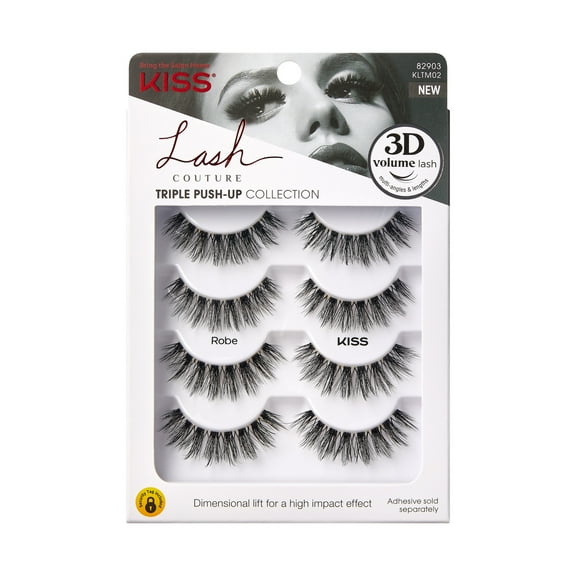 KISS Lash Couture Triple Push-Up False Eyelashes, 'Robe', 4 Pairs Strip Lashes
