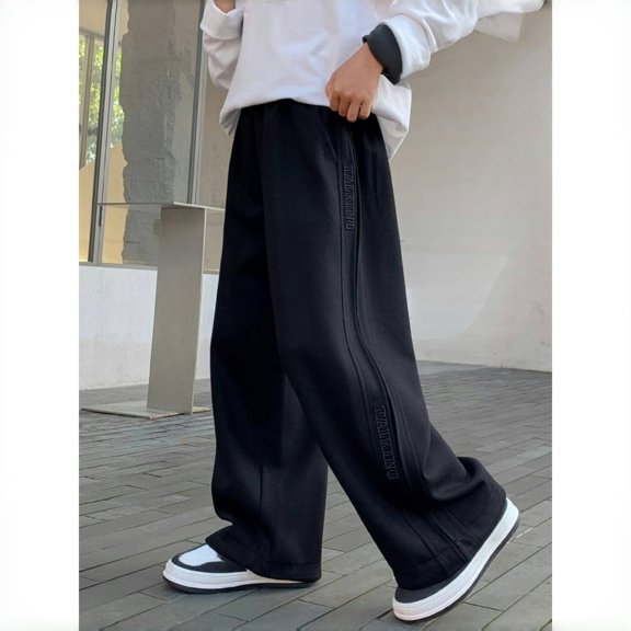 XXWXYD Boys Athleti𝖼 Sweatpants Wide Leg Baggy Pants with Elastic Waist and Open Bottom, Casual Fall Sports Letter Design for Kids Youth