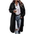 thumbnail image 2 of DAFPZW Womens Plaid Shacket Jacket Long Corduroy Shirt Casual Lapel Button Down Flannel Trench Coats, 2 of 9