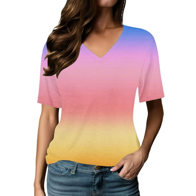 TINZ T-Shirts à Manches Longues Imprimé Lettres pour Femmes Col en V Manches Longues pour Femmes Tee-Shirts Athlétiques Raglan pour Femmes Haut Extra Long Tee-Shirts Athlétiques Manches Courtes pour Femmes