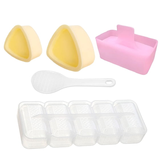 Onigiri Mold, Pack of 2 Triangular Musubi Press Mold and Pack of 2 Rectangle Onigiri Mold, for Making Rice Balls, lunch, Bento and DIY at Home