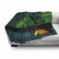 thumbnail image 3 of Aurora Borealis Soft Flannel Fleece Throw Blanket, Camping Tent Under Magnetic Field Nature Picture, Cozy Plush for Indoor and Outdoor Use, 50" x 60", Earth Yellow Lime Green, by Ambesonne, 3 of 6