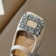 thumbnail image 3 of Zapatos de princesa para niñas con hebilla cuadrada y diamantes de imitación vintage, zapatos planos de piel de charol con punta cuadrada, zapatos de leche para niños de una sola capa, 3 of 6