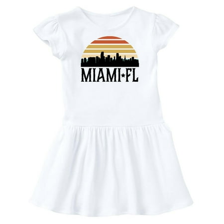 

Inktastic Miami Florida Skyline Retro Sunset Gift Toddler Girl Dress