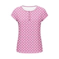 thumbnail image 4 of yillto Womens Short Sleeve Tops Summer Printed Crewneck Buttons Pullover Shirts Casual Dressy Tunic Blouses, 4 of 7