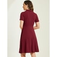 thumbnail image 3 of DARING DIVA 1950s Retro Vintage Short Sleeve V Neck A-Line Swing Dresses XL Wine Red, 3 of 6