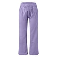 thumbnail image 6 of Nestiefly Linen Pants Women Wide Leg Palazzo Pant Drawstring Elastic Waist Trousers Casual Boho Summer Pants Beach Vacation Purple 2XL, 6 of 7