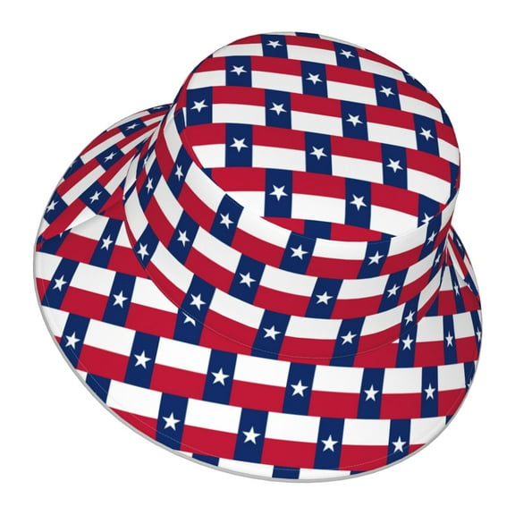 Us Flag Texas Bucket Hat Stripe Beach Fisherman Hats For Women Men Reversible Double-Side-Wear With Reflective
