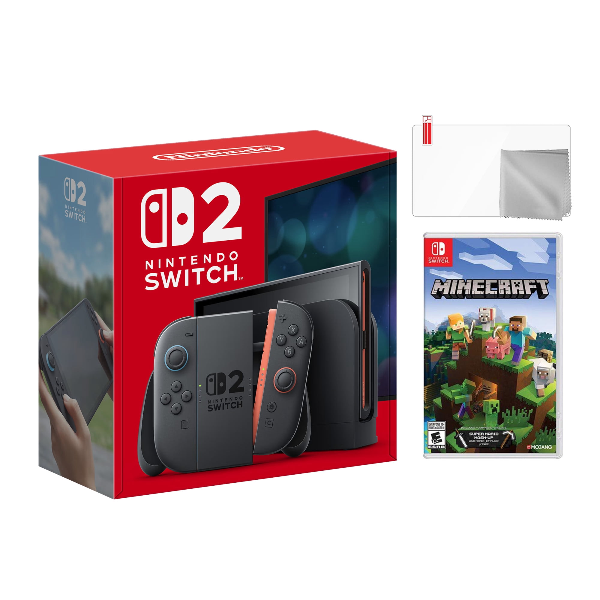 Nintendo Switch 2 Console 256GB 7.9-Inch 1080P HDR Touch Screen, Joy-Con 2 with Mouse Sensor, Dock, with Minecraft And Microfiber Cleaning Cloth & Screen Protector