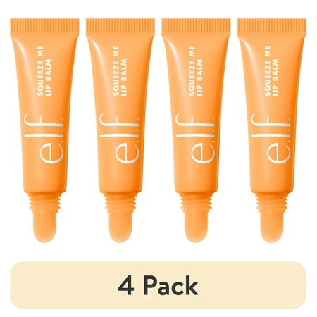 (4 pack) e.l.f. Squeeze Me Lip Balm, Peach, 0.21oz