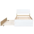 thumbnail image 5 of Twin Size Bed With White High Gloss Headboard & And Convenient Oak Trundle Frame Modern Space For A Stylish Bedroom, 5 of 7