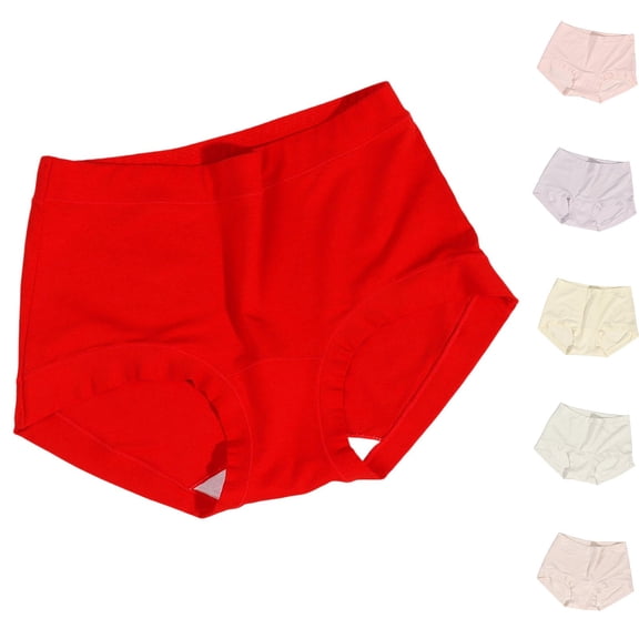 ibuvkizy Brief Panties Women Mid Waist Solid Cotton Daily Underwear