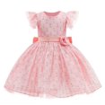 thumbnail image 1 of Vestidos de princesa con flores de encaje, vestido de verano para niñas pequeñas, boda, fiesta de cumpleaños, graduación, ropa para niños, disfraz informal 4T (Etiqueta 110) Gao Jinjia LED, 1 of 2