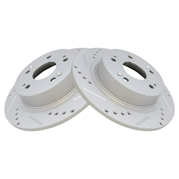 TRQ Rear Performance Brake Rotors Set Solid Premium G-Coated Cross Drilled & Slotted Fits Select 2016-2022 Acura ILX 2009-2014 TSX 2005-2020 Honda Accord HR-V