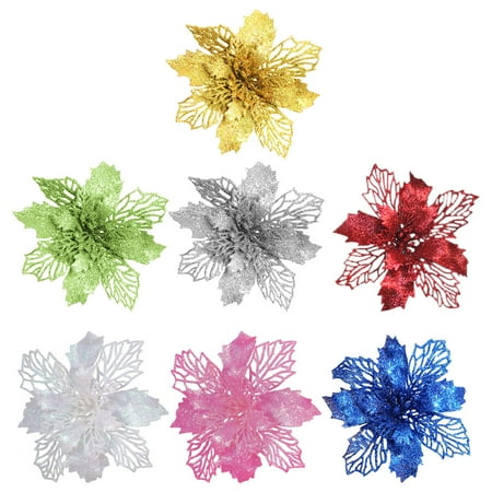 

7PCS Glitter Artificial Christmas Flower Christmas Tree Fake Flower Decoration