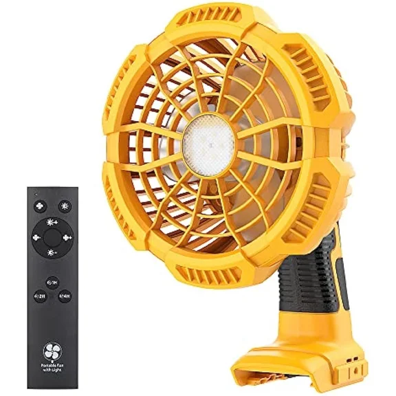 Portable Tent Fan for Dewalt 20V Li-ion Battery with 9W LED Light Jobsite Fan