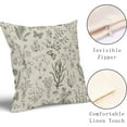 thumbnail image 3 of Spring Olive Green Floral Pillow Covers 16x16 Inch Vintage Wild Flower Herbs Plant Butterfly Decorative Pillow Cases Botanical Farmhouse Cushion Covers Home Decor For Sofa Couch Outdoor Set of 2, 3 of 6