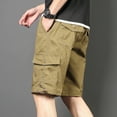 thumbnail image 5 of Mens Shorts Multi-Pocket Button-Front Zipper Outdoor Shorts Cargo Bermuda Shorts Yellow XXXXXL, 5 of 6