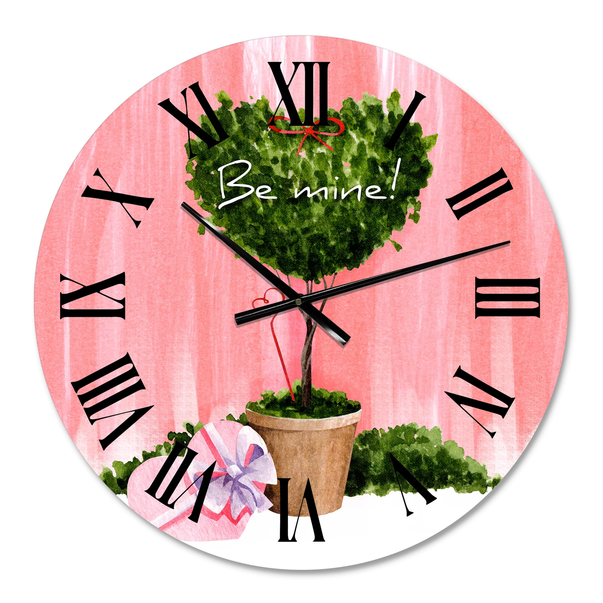 Designart 'Heart Shaped Valentine House Plant' Farmhouse Wall Clock