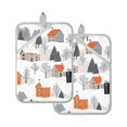 thumbnail image 7 of Yayeee Pot Holders Kitchen Heat Resistant with Pocket 7"x9.8" Cotton Oven Cooking Hot Pads, Beige Snow Houses, 7 of 7