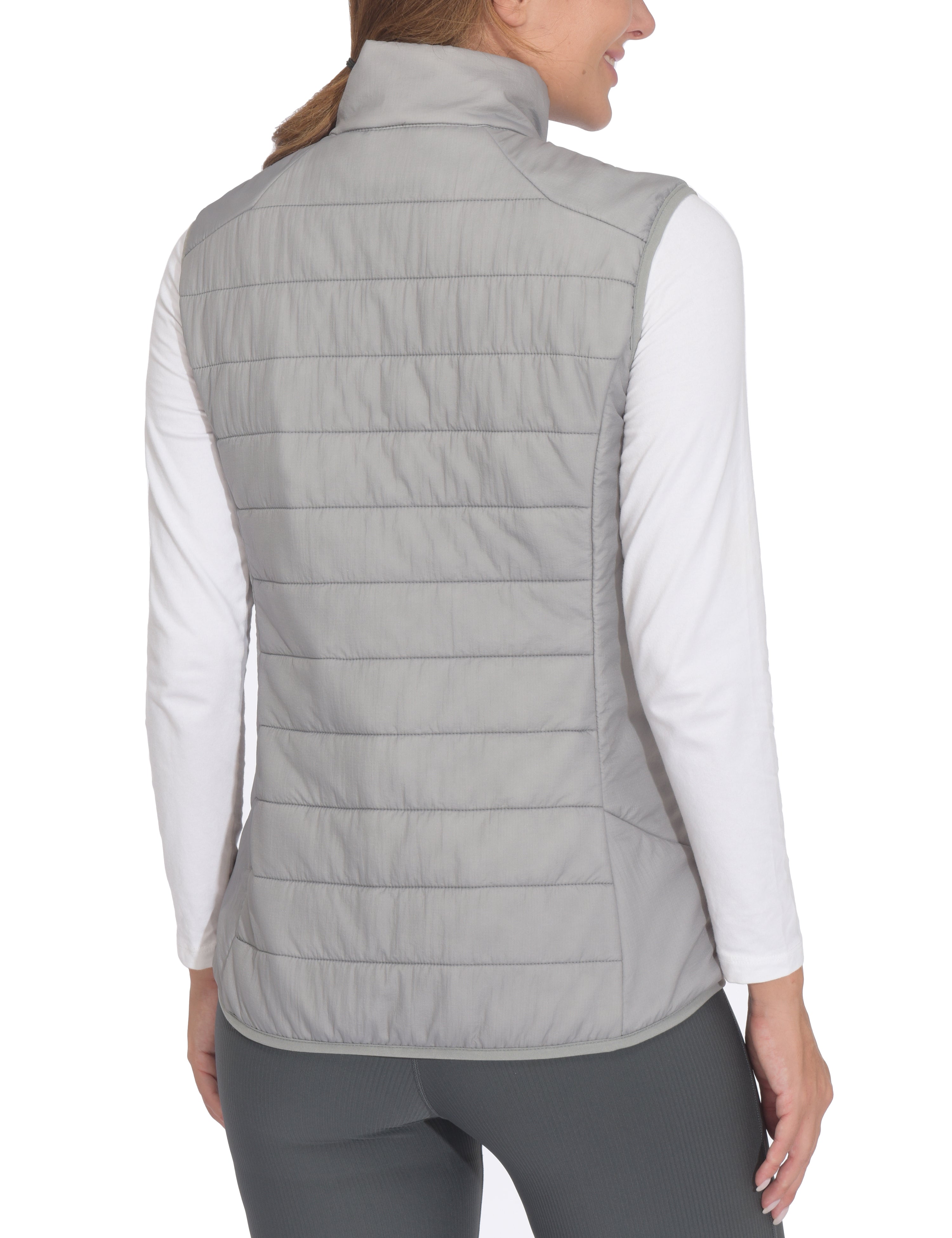 Little Donkey Andy Women's Packable Lightweight Puffer Vest with Recycled Insulation for Running Hiking Gray L