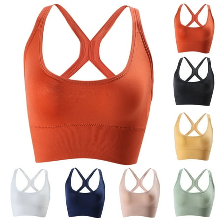 

harmtty Sports Bra Solid Color Breathable Stretchy Padded Intimacy Shockproof Soft High Elasticity U-shaped Lady Bra Daily Wear Clothes Black