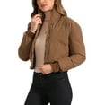 thumbnail image 4 of INSPIRE CHIC Women's Winter Bomber Jacket Outwear Baggy Padded Cropped Coats M Brown, 4 of 6