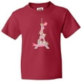thumbnail image 3 of Inktastic Eiffel Tower in Paris with Flowers and Pink Banner Youth T-Shirt, 3 of 5