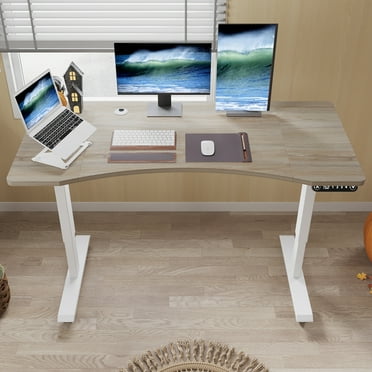 CometMin Electric Height Adjustable Stand up Desk Computer Table Ergonomic Desk 55" Maple Finish