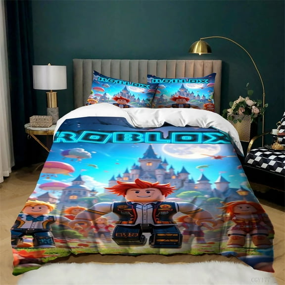 Game Roblox Duvet Cover Set for Kids 3pcs Bedding Set Bedroom Decor Soft Lightweight Quilt Cover for All Season