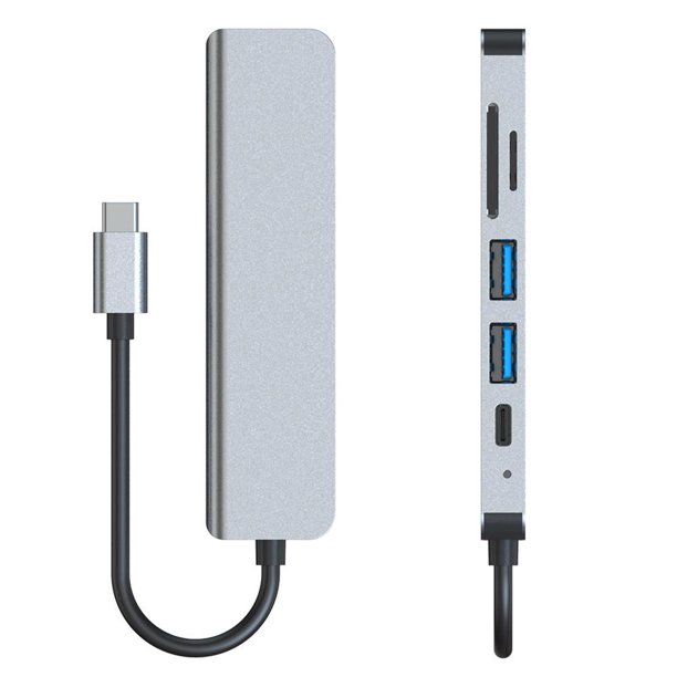 Base de expansión compatible con HDMI 6 en 1 Adaptador de concentrador USB 3.0 para portátiles Tablet Ipad Sywqhk Para estrenar