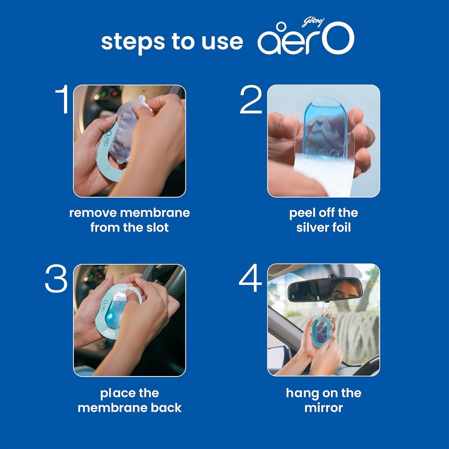 Godrej Aer-O Diffuseur De Parfum Pour Voiture Aqua Cool, 7.5 g, Dure jusqu’à 30 jours, Désodorisant pour voitures