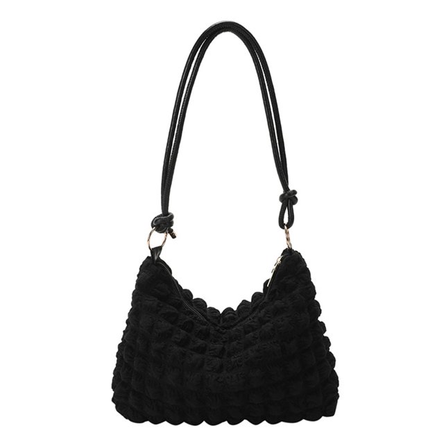 Bolso de mano de pana suave a cuadros para debajo del brazo, moderno, sencillo, de color liso, color negro